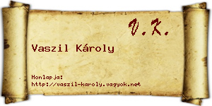 Vaszil Károly névjegykártya